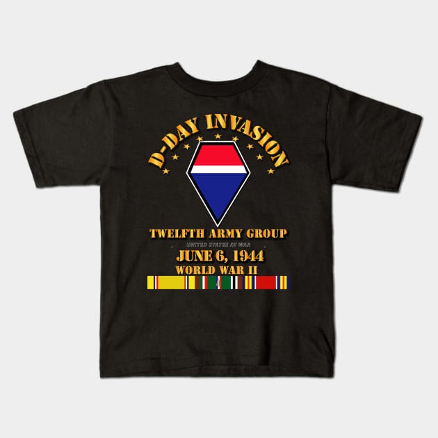 12th Army Group - D Day w Svc Ribbons Kids T-Shirt by twix123844